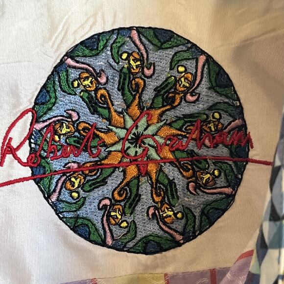 ROBERT GRAHAM Button-Up Shirt Mens M Multicolor Striped Embroidered Retro Preppy - Picture 5 of 9